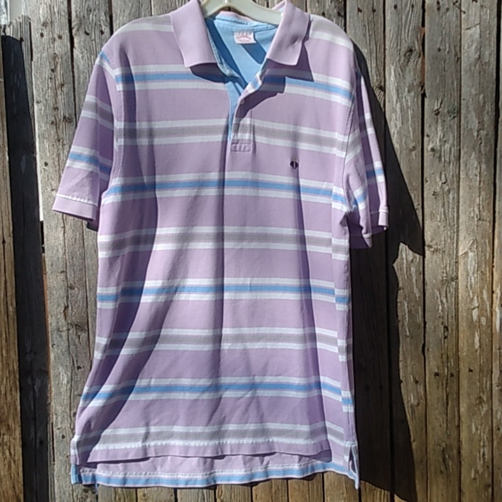 Brooks Brothers lavender striped short sleeve golf shirt large men's